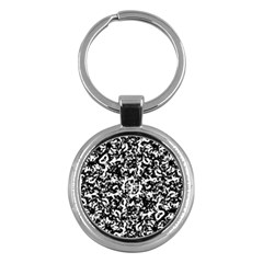 Black And White Abstract Texture Key Chains (round)  by dflcprints