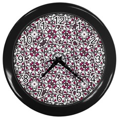 Boho Bold Vibrant Ornate Pattern Wall Clocks (black)