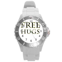 Freehugs Round Plastic Sport Watch (l) by cypryanus