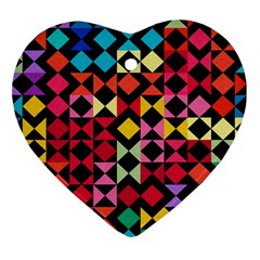 Colorful Rhombus And Triangles                                Ornament (heart) by LalyLauraFLM