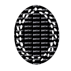 Bored Comic Style Word Pattern Oval Filigree Ornament (two Sides) by dflcprints