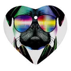 Dj Pug Cool Dog Ornament (heart)