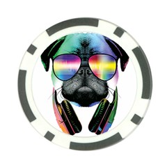 Dj Pug Cool Dog Poker Chip Card Guard by alexamerch