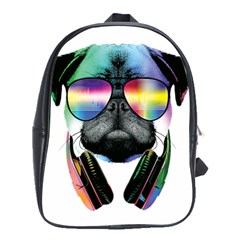 Dj Pug Cool Dog School Bag (large) by alexamerch