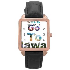 Hawaii Rose Gold Leather Watch  by Howtobead