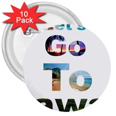 Hawaii 3  Buttons (10 Pack) 