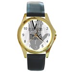 Vulcan Thing Round Gold Metal Watch Front