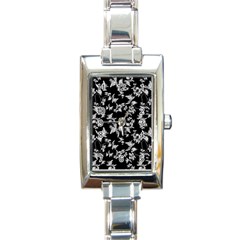 Dark Orquideas Floral Pattern Print Rectangle Italian Charm Watch by dflcprints