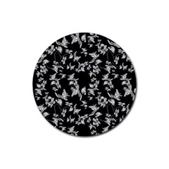 Dark Orquideas Floral Pattern Print Rubber Round Coaster (4 Pack)  by dflcprints