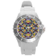 Pattern-12 Round Plastic Sport Watch (l)