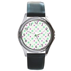 Stars Motif Multicolored Pattern Print Round Metal Watch by dflcprints