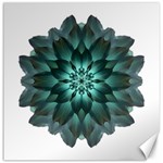 Blue-Green Dahlia Flower Mandala Canvas 16  x 16 