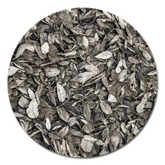 Black And White Leaves Pattern Magnet 5  (round) by dflcprints