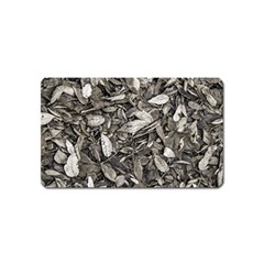 Black And White Leaves Pattern Magnet (Name Card)