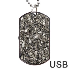 Black And White Leaves Pattern Dog Tag USB Flash (Two Sides)