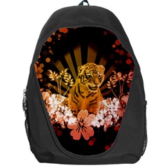 Cute Little Tiger With Flowers Backpack Bag