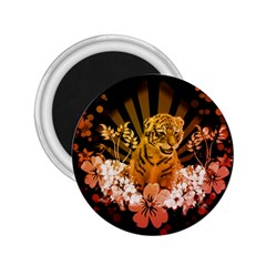 Cute Little Tiger With Flowers 2 25  Magnets by FantasyWorld7