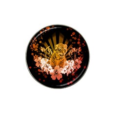 Cute Little Tiger With Flowers Hat Clip Ball Marker by FantasyWorld7