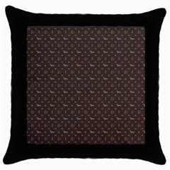 Louis Dachshund  Luxury Dog Attire Throw Pillow Case (black)