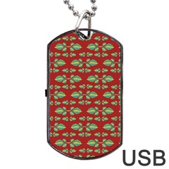 Tropical Stylized Floral Pattern Dog Tag Usb Flash (two Sides)