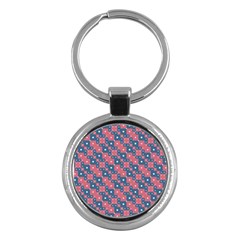 Squares And Circles Motif Geometric Pattern Key Chains (round)  by dflcprints