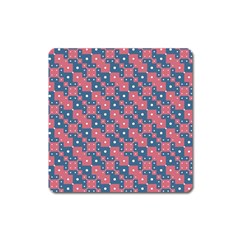 Squares And Circles Motif Geometric Pattern Square Magnet by dflcprints