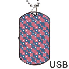 Squares And Circles Motif Geometric Pattern Dog Tag Usb Flash (one Side) by dflcprints