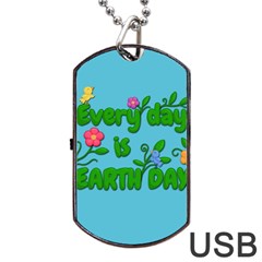 Earth Day Dog Tag Usb Flash (two Sides)