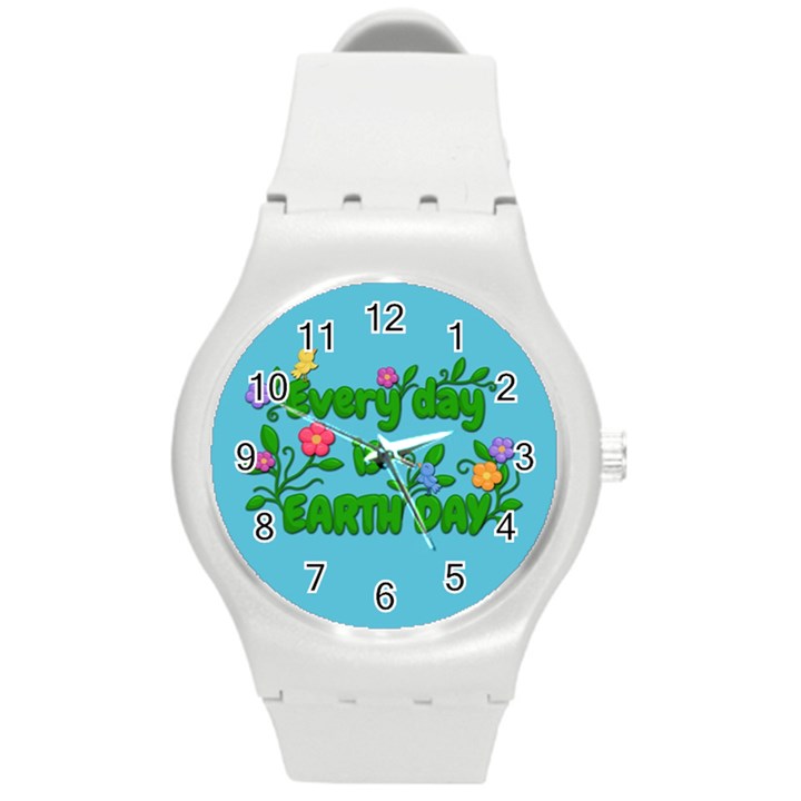 Earth Day Round Plastic Sport Watch (M)