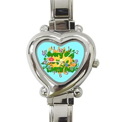 Earth Day Heart Italian Charm Watch by Valentinaart