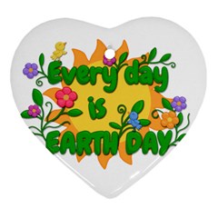 Earth Day Heart Ornament (two Sides) by Valentinaart