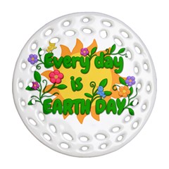 Earth Day Round Filigree Ornament (two Sides) by Valentinaart