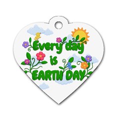 Earth Day Dog Tag Heart (one Side) by Valentinaart