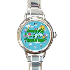 Earth Day Round Italian Charm Watch by Valentinaart