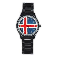 Iceland Flag Stainless Steel Round Watch by Valentinaart