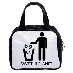 Save The Planet - Religions  Classic Handbags (2 Sides) by Valentinaart