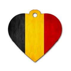 Belgium Flag Dog Tag Heart (one Side) by Valentinaart