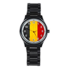 Belgium Flag Stainless Steel Round Watch by Valentinaart