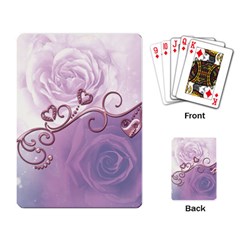 Wonderful Soft Violet Roses With Hearts Playing Card by FantasyWorld7