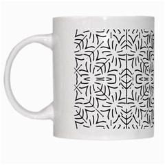 Black And White Ethnic Geometric Pattern White Mugs by dflcprints