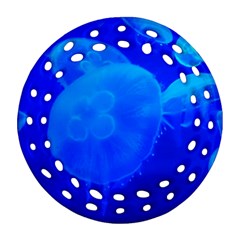 Blue Jellyfish 1 Ornament (round Filigree) by trendistuff