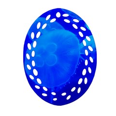 Blue Jellyfish 1 Ornament (oval Filigree) by trendistuff