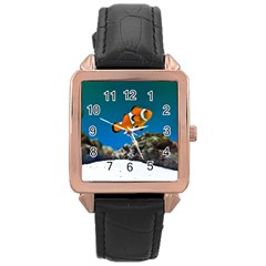 CLOWNFISH 1 Rose Gold Leather Watch 