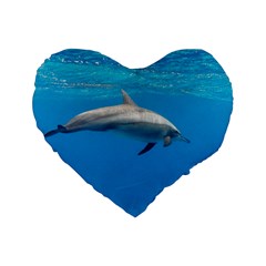 Dolphin 3 Standard 16  Premium Flano Heart Shape Cushions by trendistuff