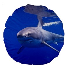 Great White Shark 4 Large 18  Premium Round Cushions by trendistuff