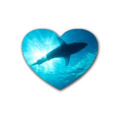 Great White Shark 6 Rubber Coaster (heart)  by trendistuff