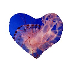 Purple Jellyfish Standard 16  Premium Heart Shape Cushions by trendistuff