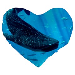 Whale Shark 2 Large 19  Premium Heart Shape Cushions