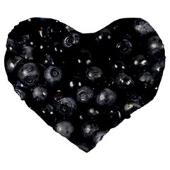 Blueberries 1 Large 19  Premium Heart Shape Cushions by trendistuff