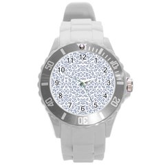 Radial Mandala Ornate Pattern Round Plastic Sport Watch (l) by dflcprints